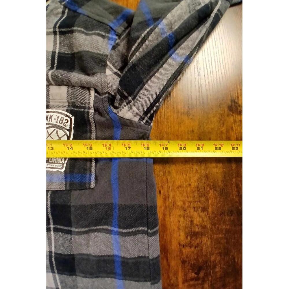 Blink 182 San Diego Crappy Punk Rock Plaid Button Up Hoodie Tour Men Size Small - Picture 4 of 6